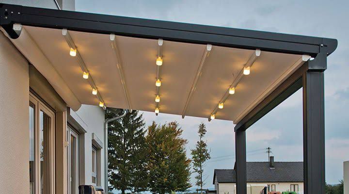 Işıklı Beyaz Pergola Tente